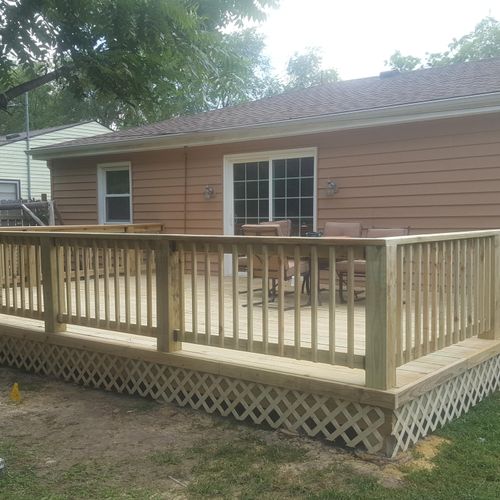 24ft x 16 ft Deck with treated wood.