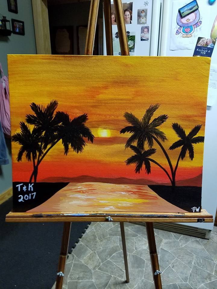 Acrylic painting of a Hawaiian sunset.