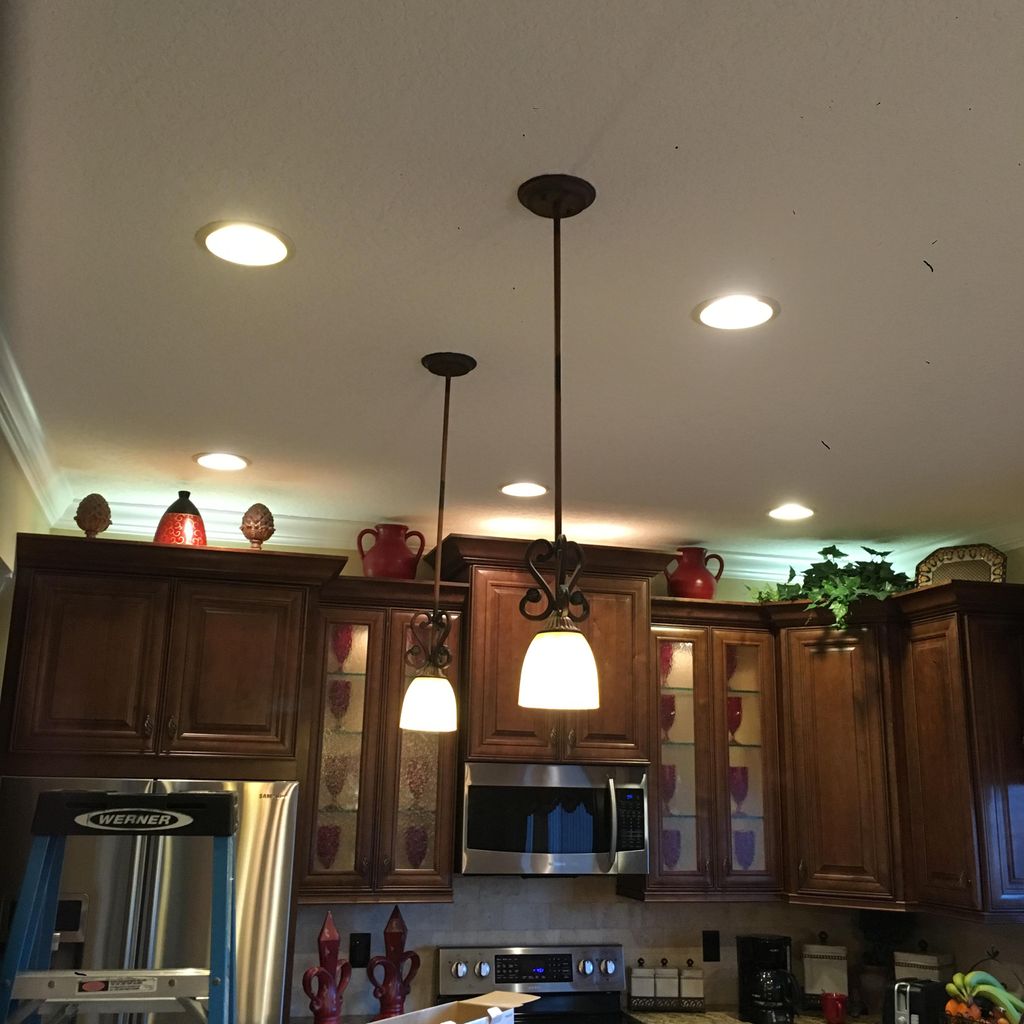 New pendent lighting, cabinet lighting
