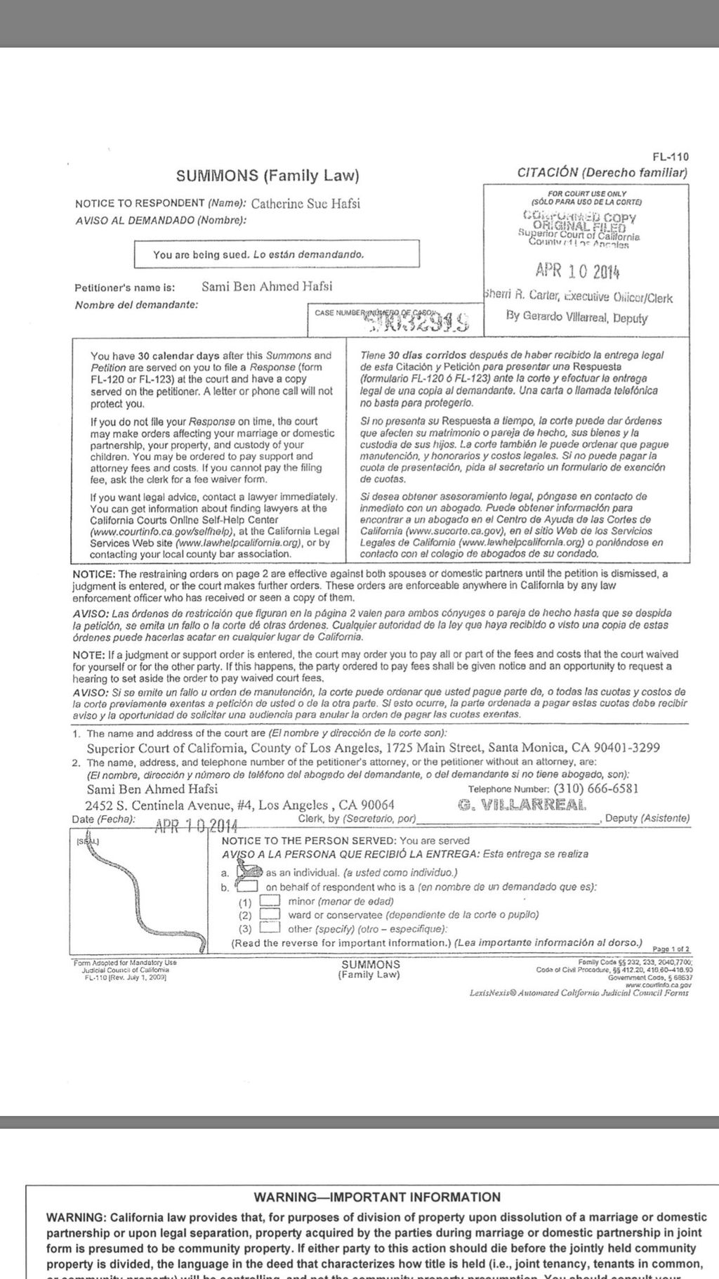 Summons on Dissolution 