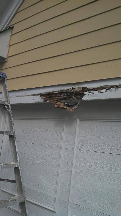 Garage door before repair