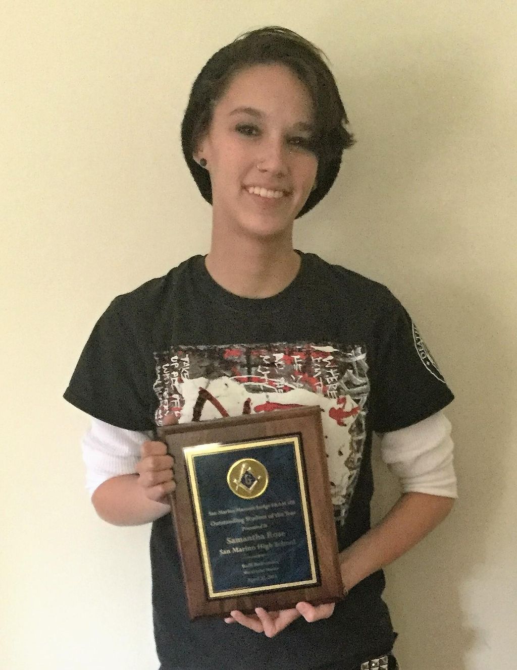 Samantha won the most improved student award at he