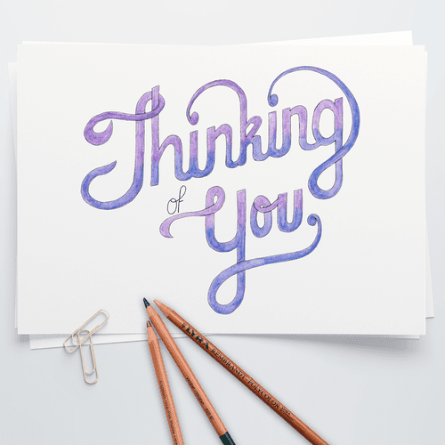 Greeting card - hand rendered typography with wate