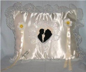 Embroidered wedding pillow