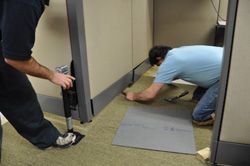 We perform panel-lifts on carpet and demo jobs.