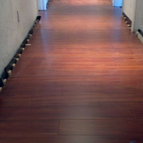 laminate flooring through hallway, 6mil plastic ov