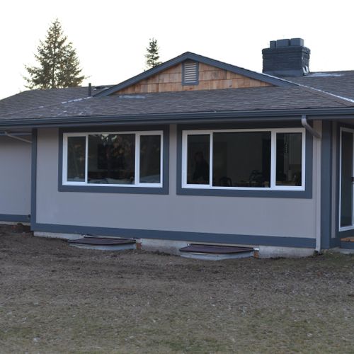 New roof, exterior siding, windows, paint