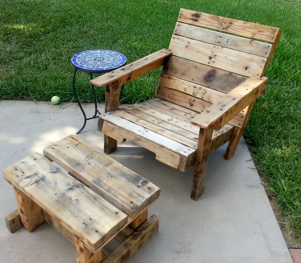 Re-purposed pallet furniture.