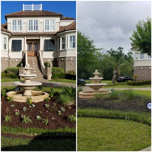 Before and after pictures of a flower bed redo!!