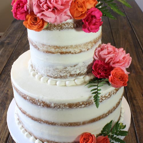 Semi-Naked Cake with Fresh Flowers