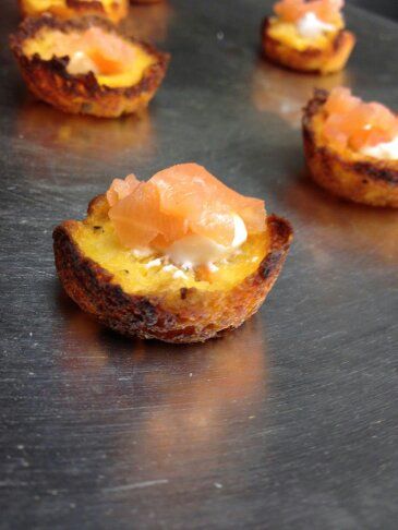 Potato Cups Crème fraîche and house cured gravlax