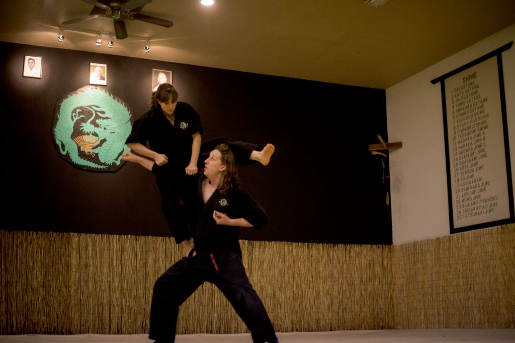 Working out with a fellow Black Belt.