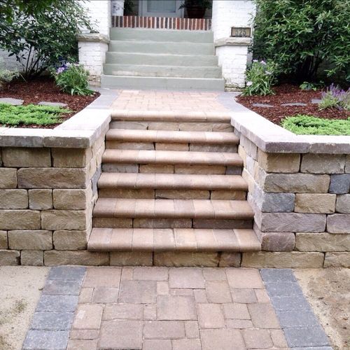 Retaining Wall with Stone Steps.