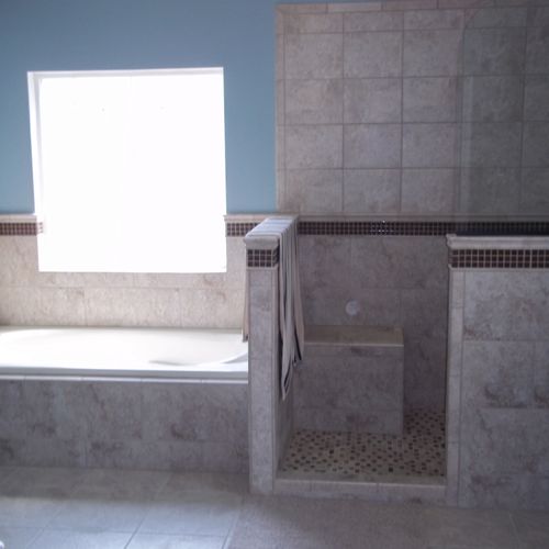 Custom Shower and tub in Master Bathroom Addition