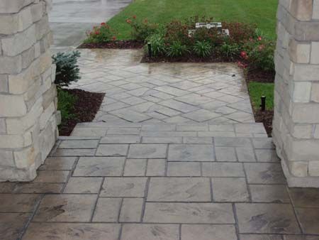 Cobble stone stamped sidewalk with a xylene clear 