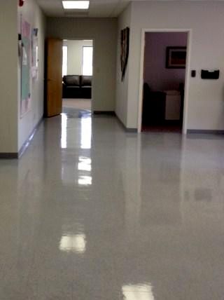 The floors were stripped and waxed.  Great results
