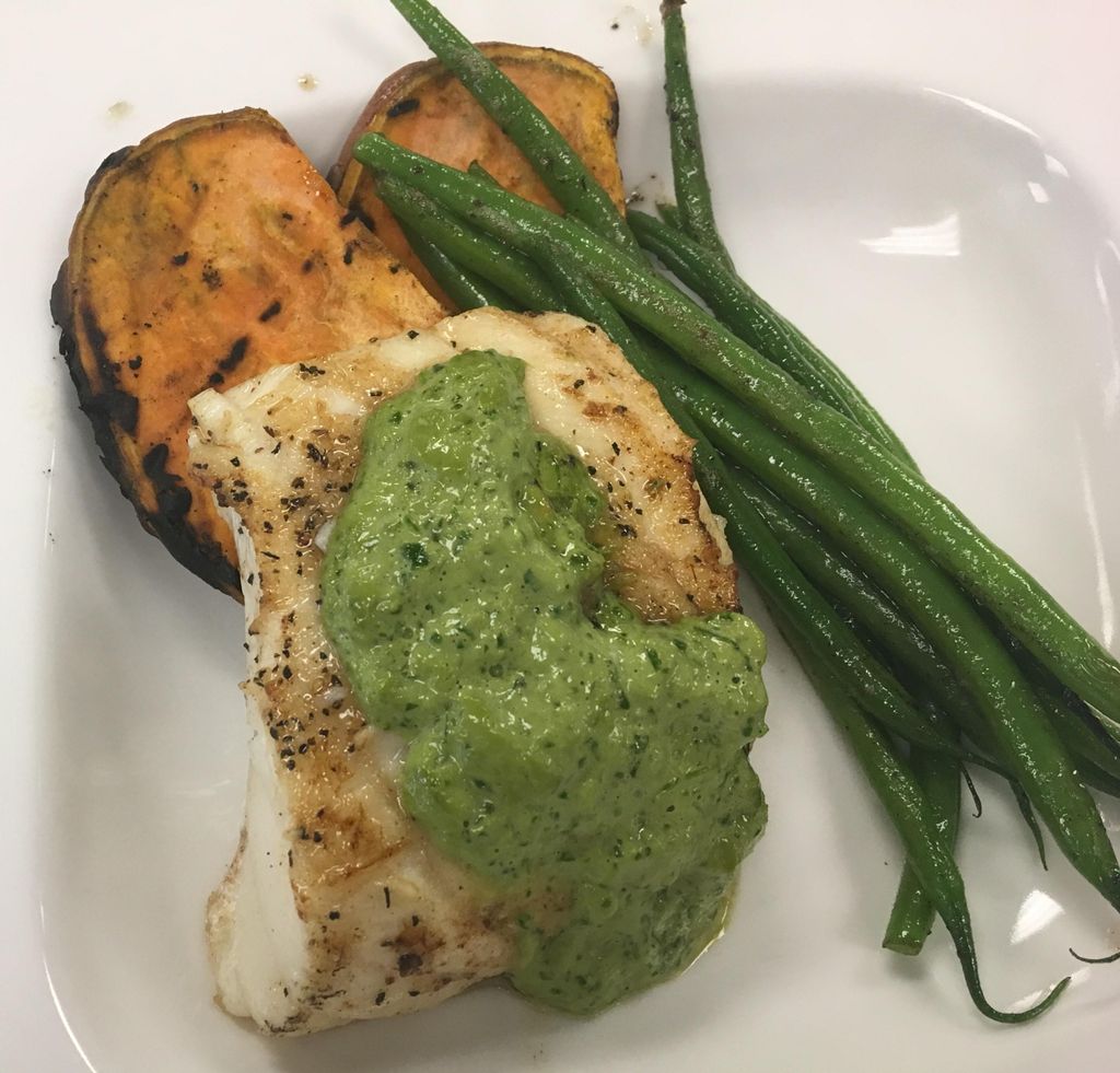 Sea Bass with Green Sauce