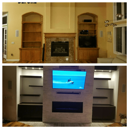 Before and after living room remodel