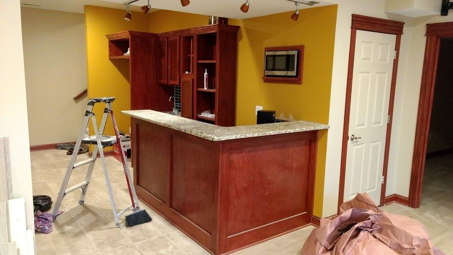 Basement Finish Rescue. L-shaped custom fabricated