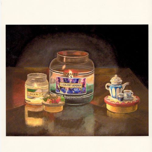 Still life (Yankee Candles) from life (oil on canv
