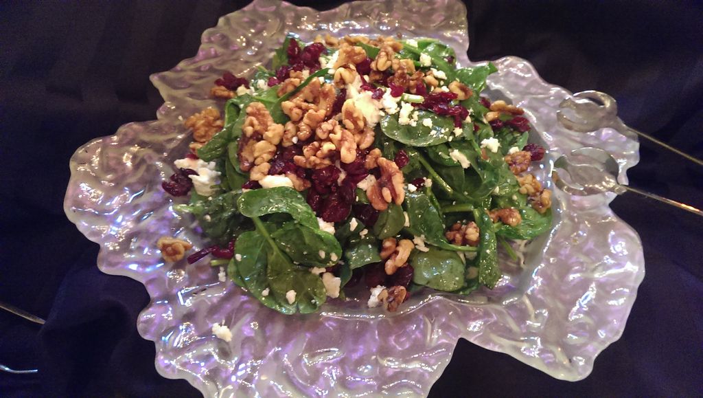 Baby Spinach Salad with Chevre, Dried Cranberries,