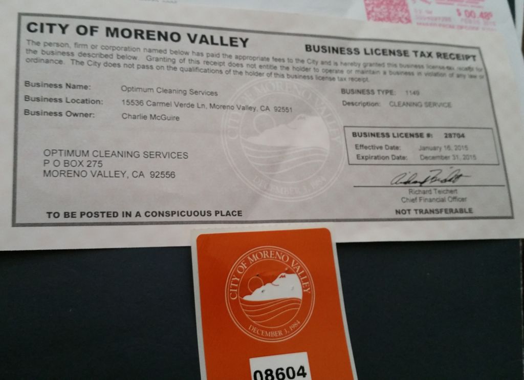 Licensed Cleaning Service
City of Moreno Valley, C