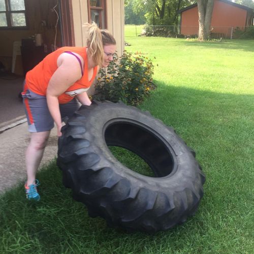 Flipping tires is a great way to work both your arms and legs