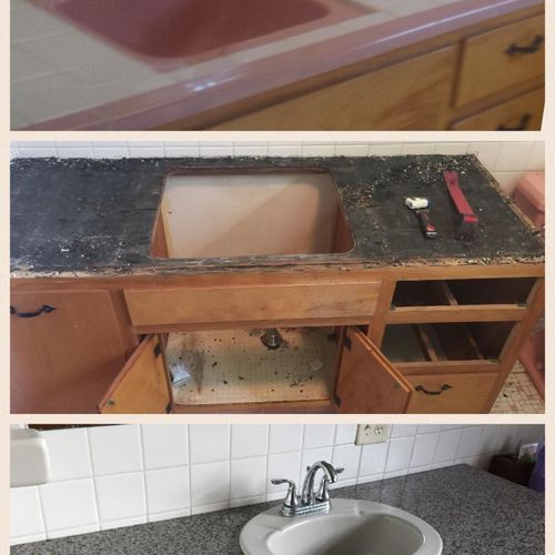 vanity top, sink and faucet replaced
