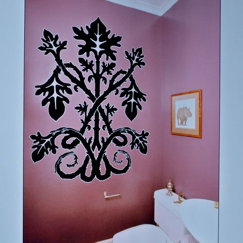 bathroom mural, color isn't right, wall is a deepe