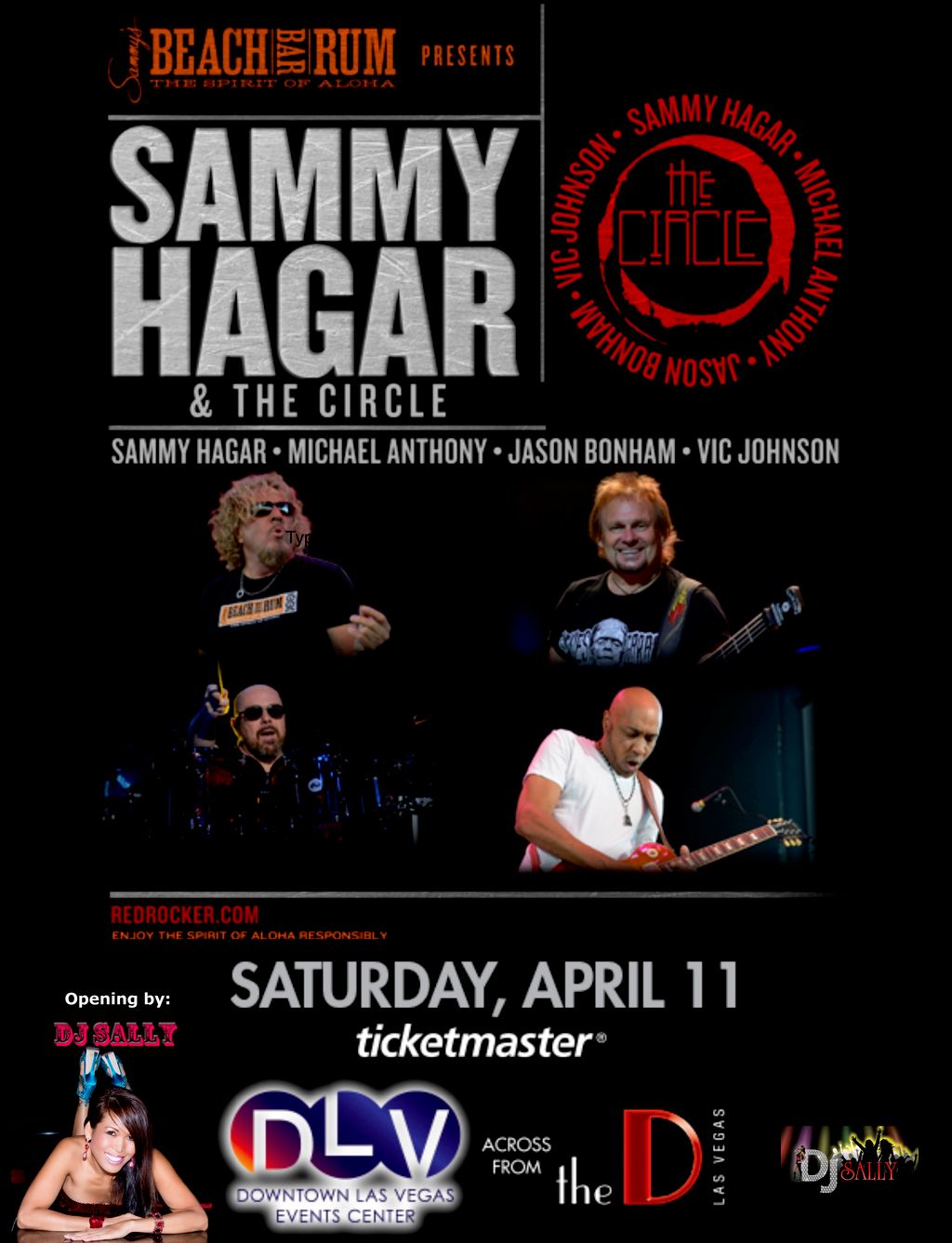 Opening for Sammy Hagar April 11, 2015