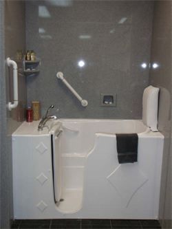 PROVIDE AND INSTALL A WA;K-IN TUB