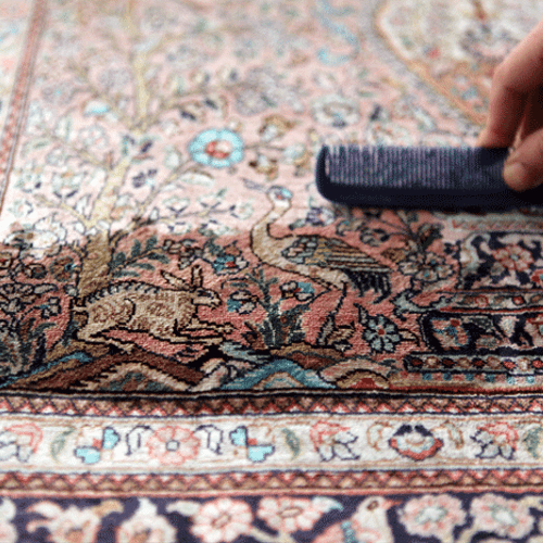 Brushing of Silk Rug