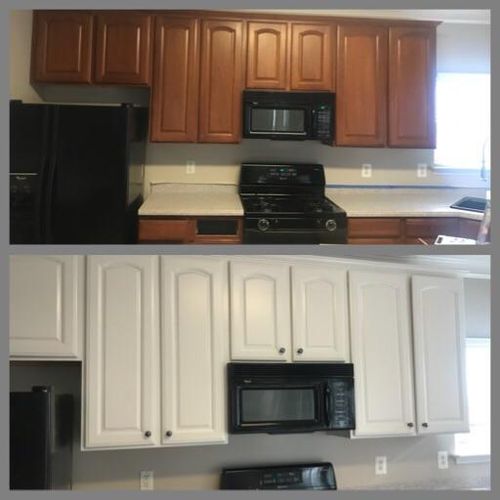 Before and After  kitchen cabinets painting 