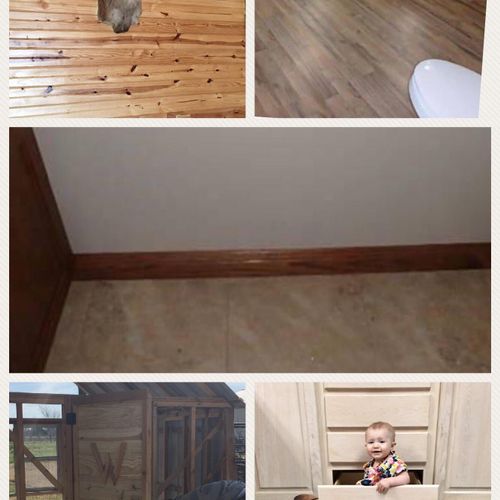 Custom floors, doors, trim, walls, and cabinets, 
