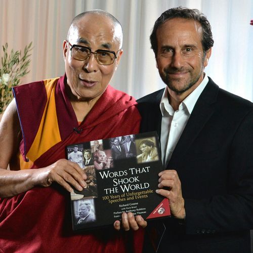 Presenting His Holiness The Dalai Lama with a sign