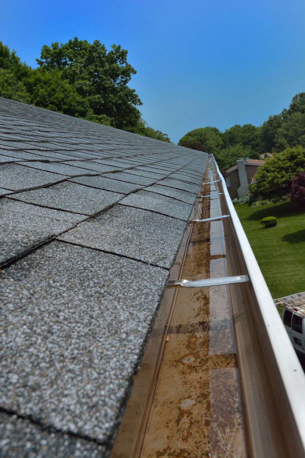 Water accumulating in the gutters can stay for a l