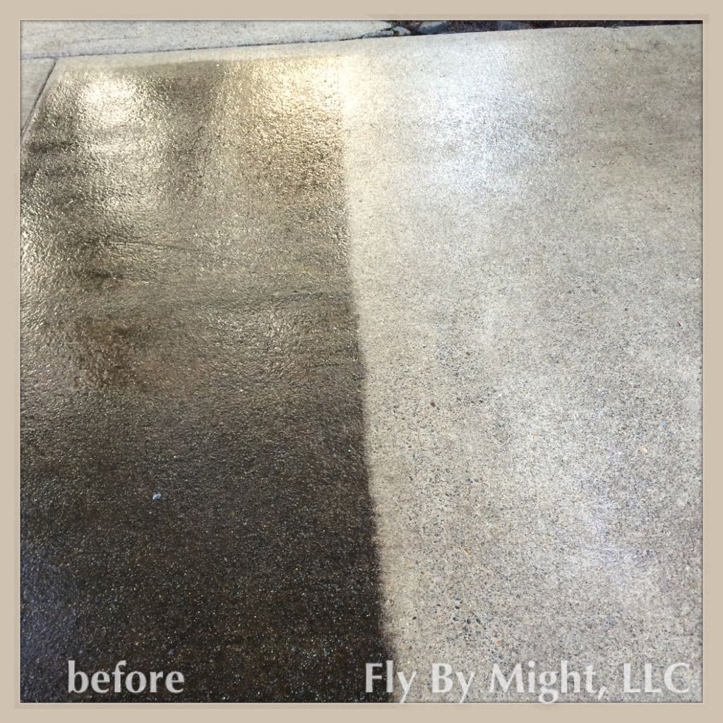 Concrete during cleaning - This driveway came so c