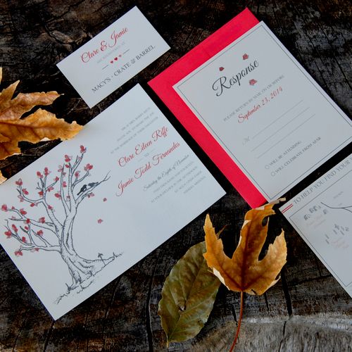 Tree Sketch Wedding Invitation