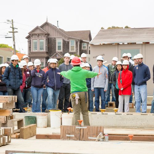 Bloomberg employees volunteering at a Habitat for 