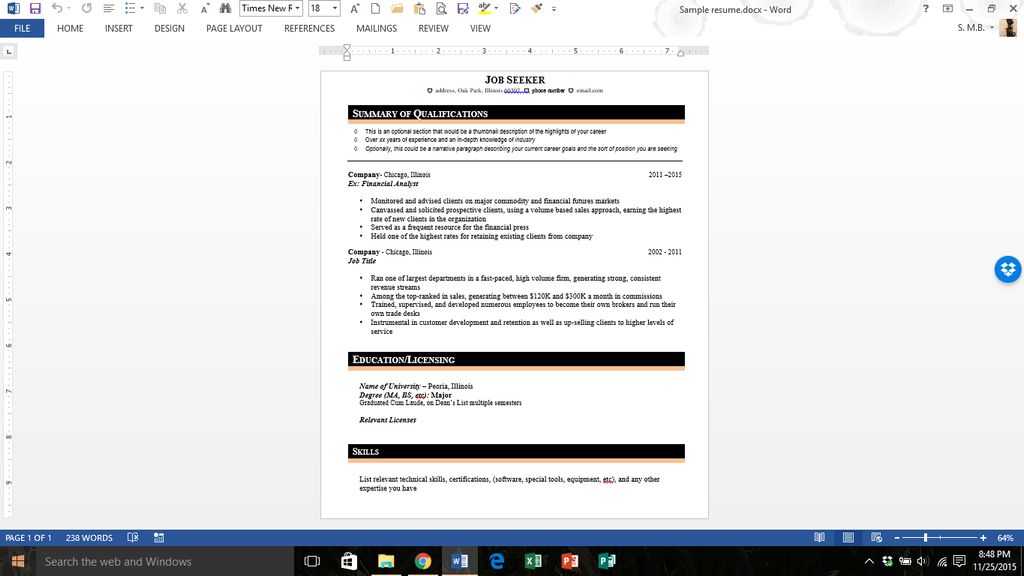 Sample resume template