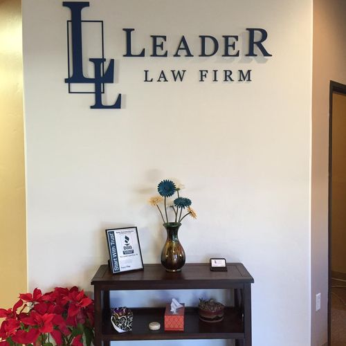 Interior shot of the Leader Law Firm.