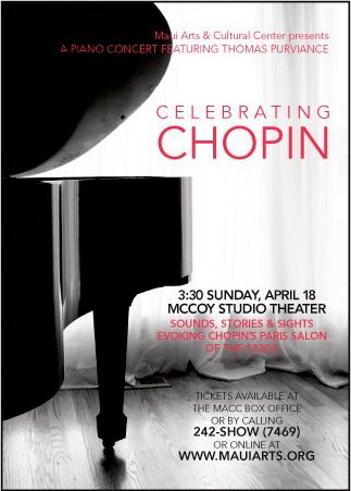 Concert flyer from all Chopin recital in Hawaii.