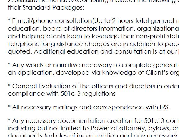 contract language for development of 501c3