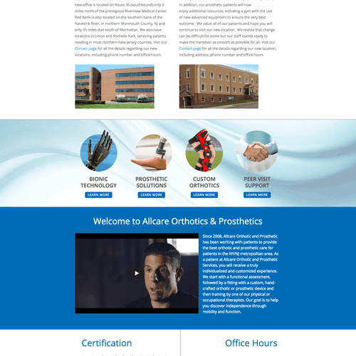 Site created for an prosthetics company in conjunc