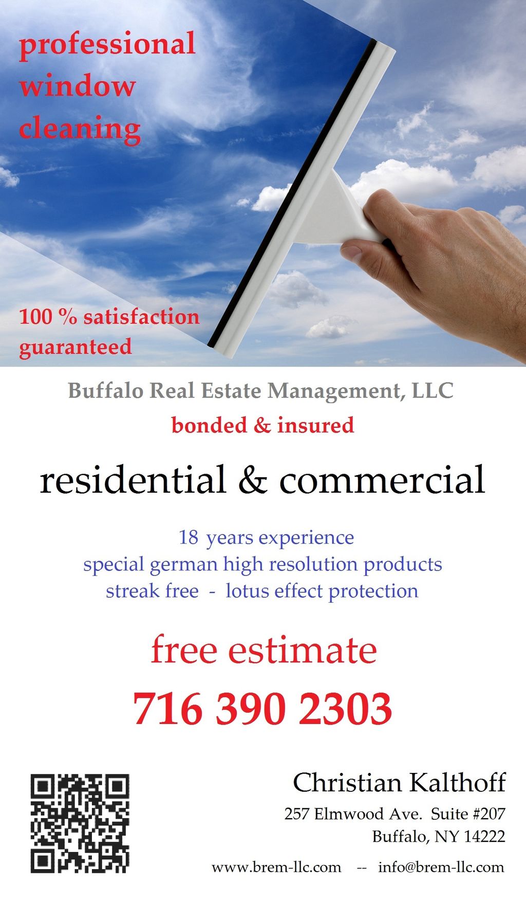 Commercial and residential window cleaning - 18 ye
