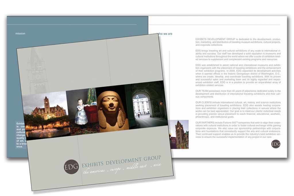 Website and brochures for Exhibits Development Gro