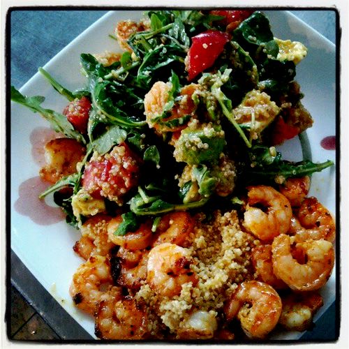 Arugula and Quinoa Salad w/ Shrimp