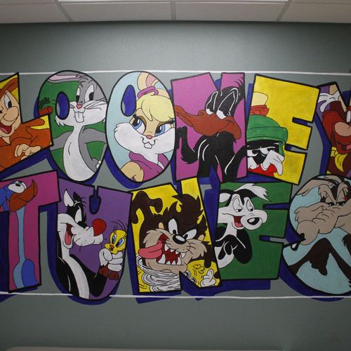 9 x 10 ft 'Looney Tunes' mural in Pediatric Associ