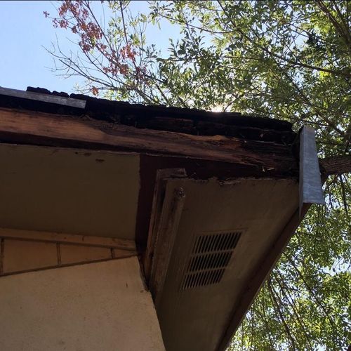 Rotting wood on trim and sofit. This home was not 