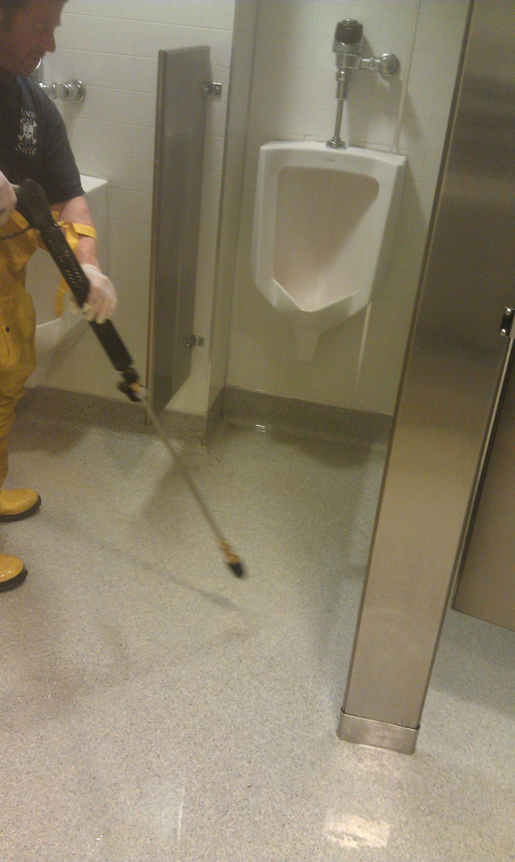 Deep cleaning restrooms.